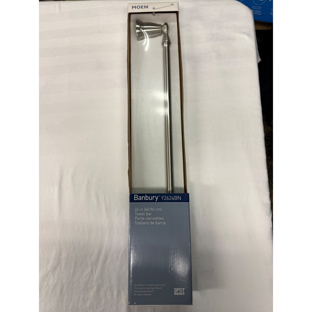 Moen Banbury 24 in Towel Bar Brushed Nickel Spot Resist  NIB Bathroom Accessory